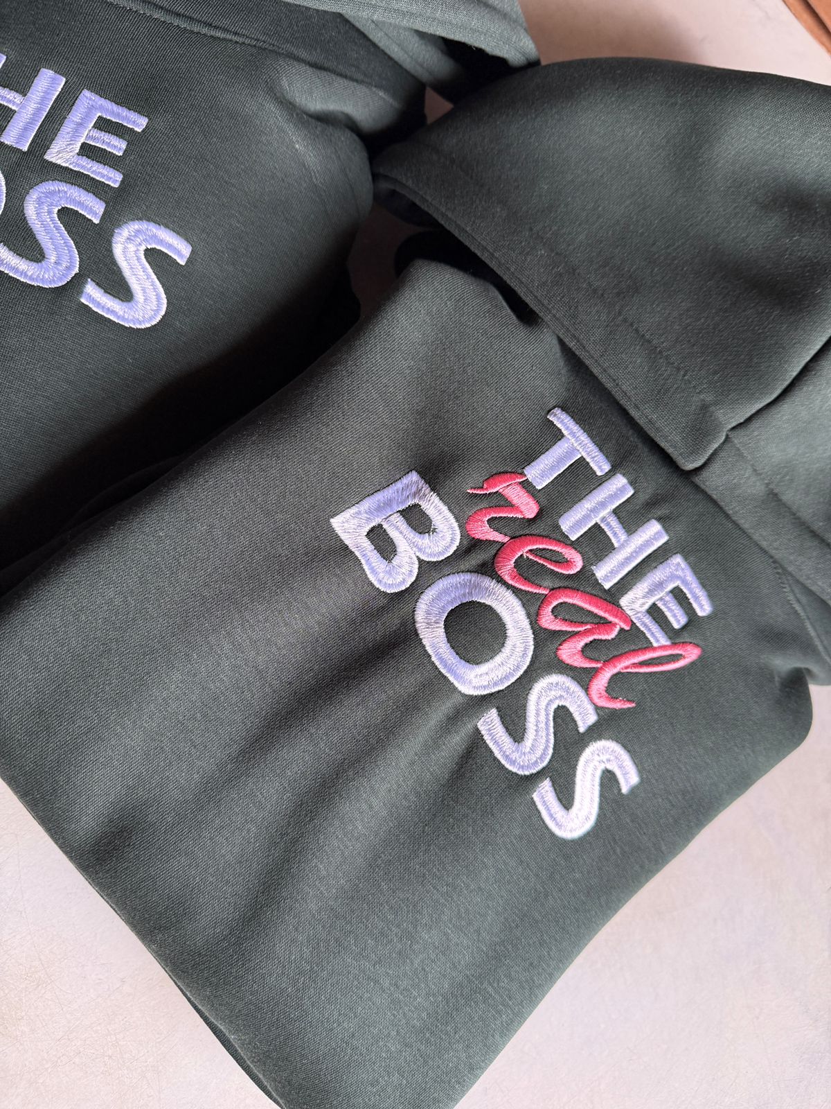 The boss, The Real Boss Front Embroidery Hoodie , Sweatshirt Combo