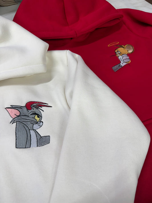 Tom And jerry Cartoon Embroidery Hoodie , Sweatshirt Combo
