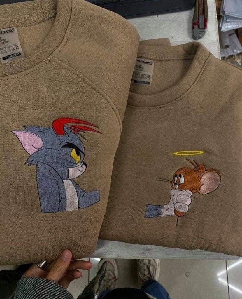 Tom And jerry Cartoon Embroidery Hoodie , Sweatshirt Combo