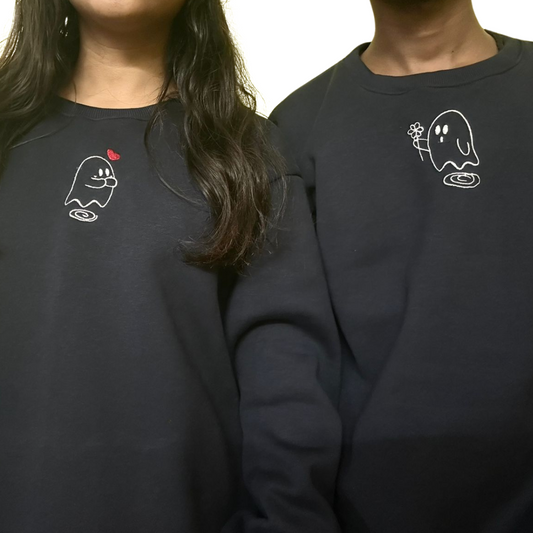 Ghost Couple Flower Sweatshirt, Hoodie Combo Pack of Two