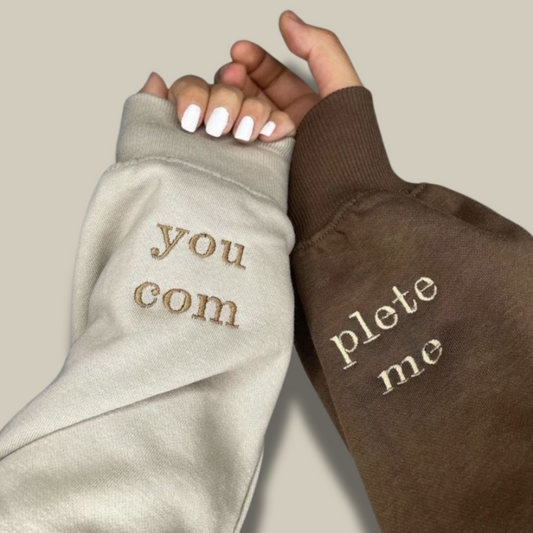 You Com plete me Sleeve engrved Hoodie, sweatshirt Combo