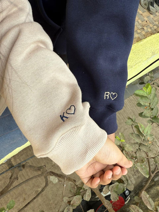 Outline Heart Initial Custom sleeve Hoodie , Sweatshirt Combo