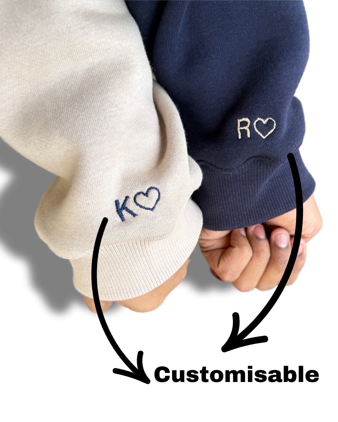 Outline Heart Initial Custom sleeve Hoodie , Sweatshirt Combo