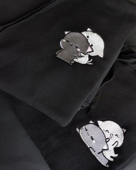 Dudu Bubu Couple Embroidery Hoodie,Sweatshirt Combo
