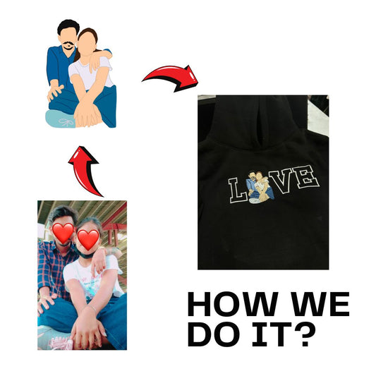 Photo Embroidery Love L(photo)VE Hoodie, Sweatshirt