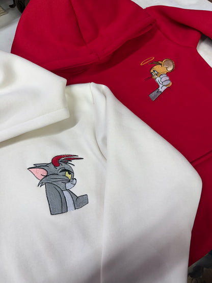 Tom And jerry Cartoon Embroidery Hoodie , Sweatshirt Combo