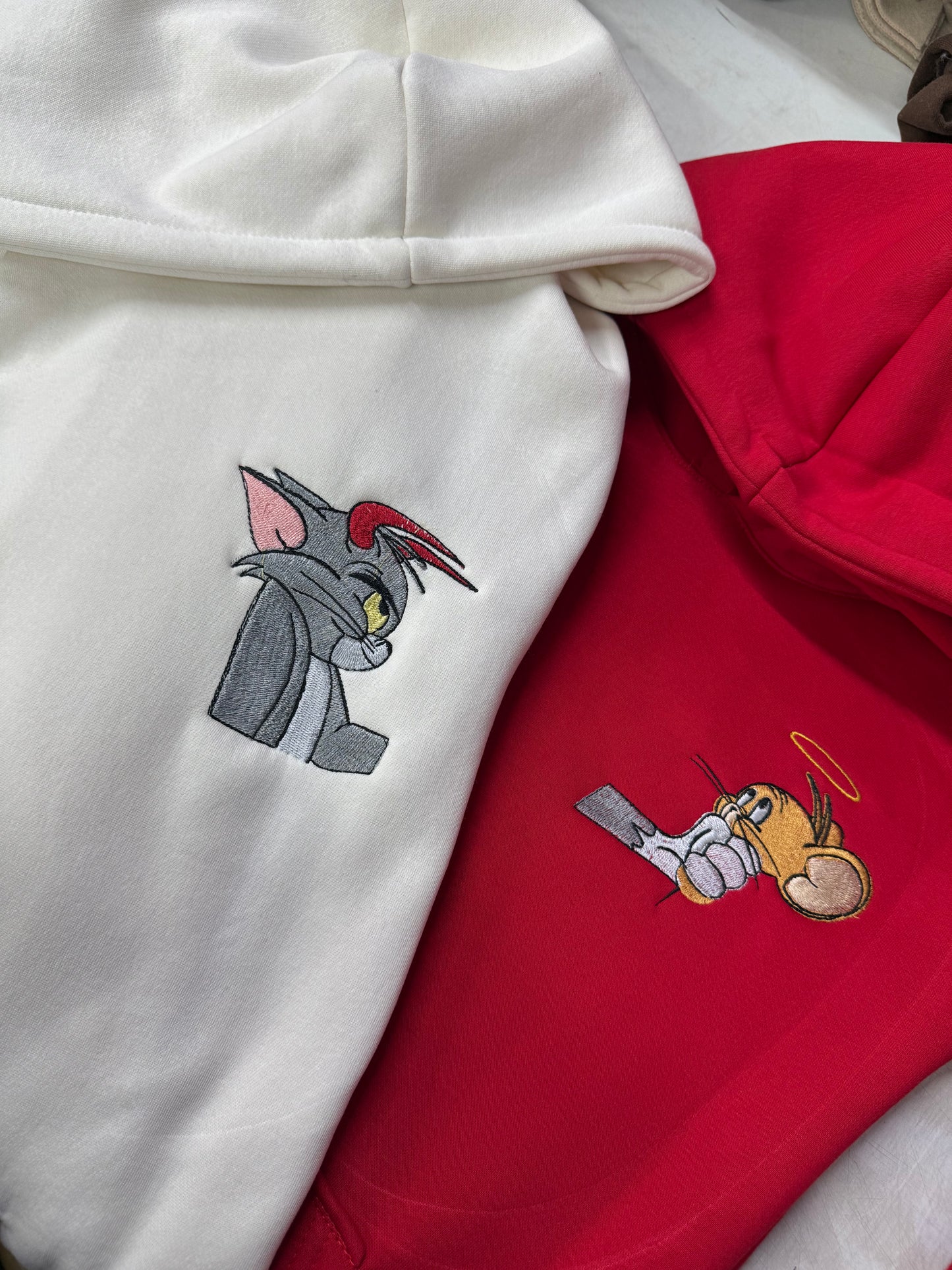 Tom And jerry Cartoon Embroidery Hoodie , Sweatshirt Combo