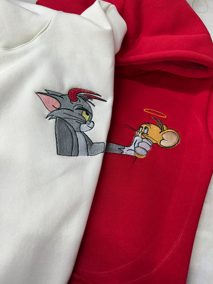 Tom And jerry Cartoon Embroidery Hoodie , Sweatshirt Combo