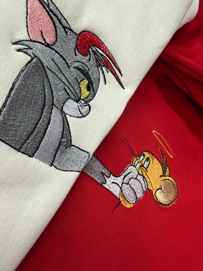 Tom And jerry Cartoon Embroidery Hoodie , Sweatshirt Combo