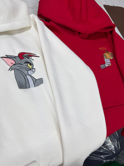 Tom And jerry Cartoon Embroidery Hoodie , Sweatshirt Combo