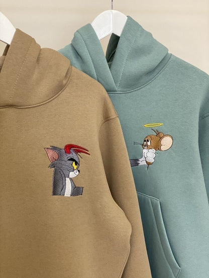 Tom And jerry Cartoon Embroidery Hoodie , Sweatshirt Combo