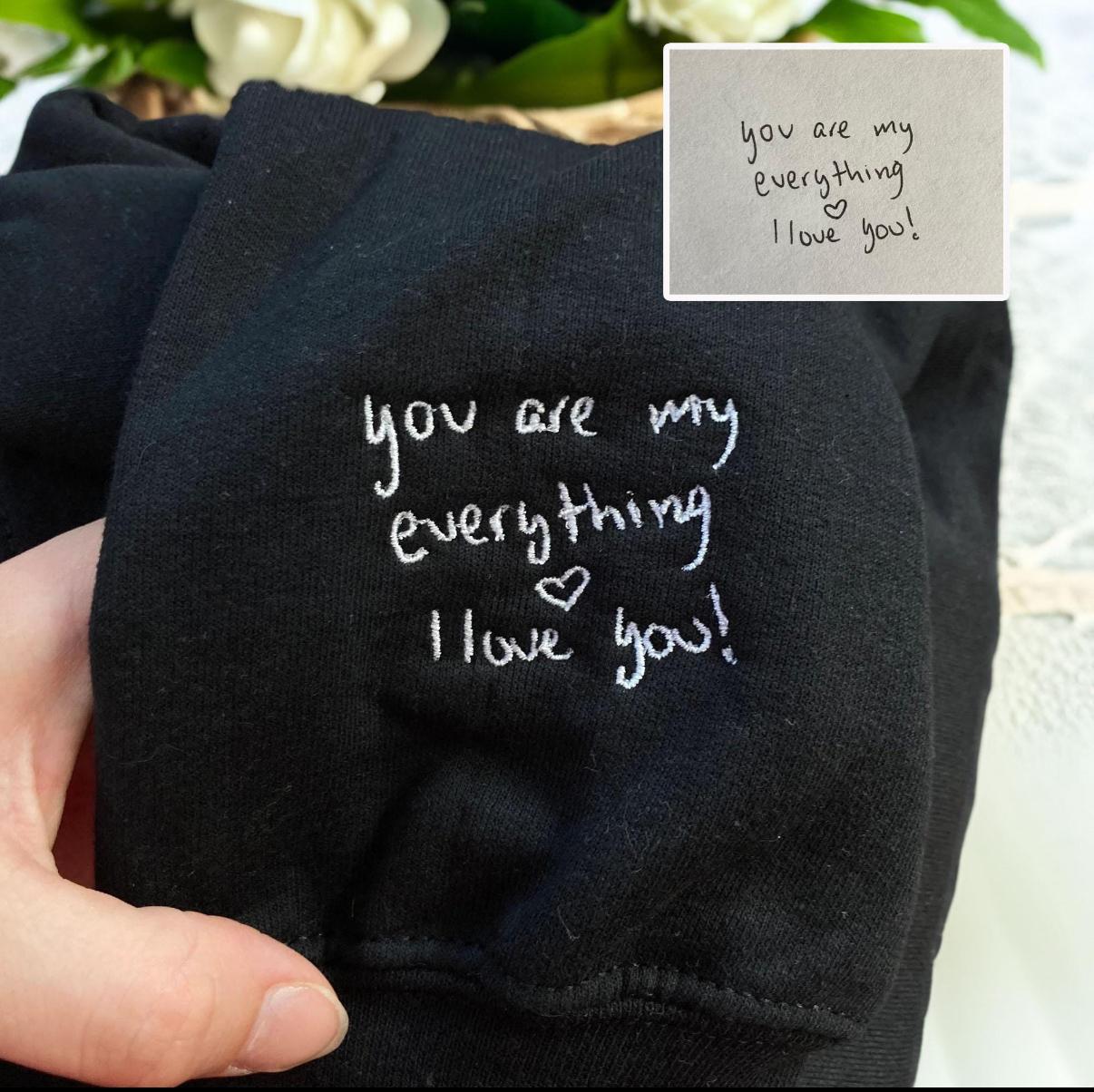 Custom Handwriting Embroidery,Singe Hoodie Sweatshirt