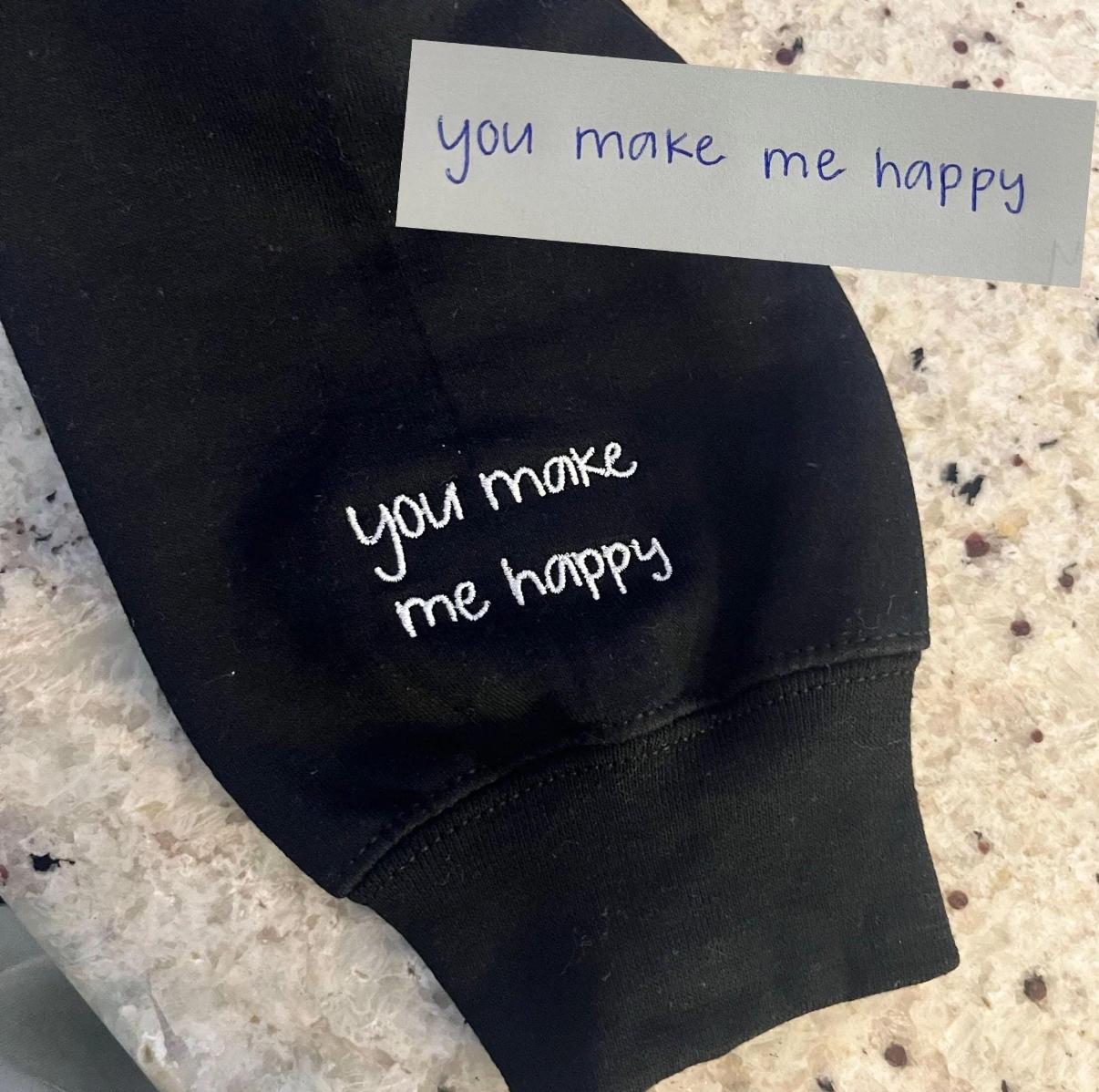 Custom Handwriting Embroidery,Singe Hoodie Sweatshirt