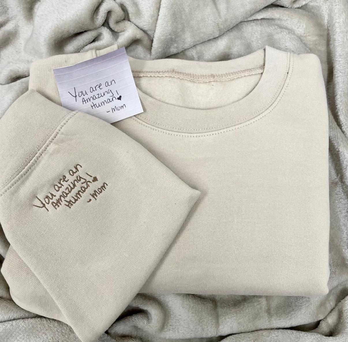 Custom Handwriting Embroidery,Singe Hoodie Sweatshirt
