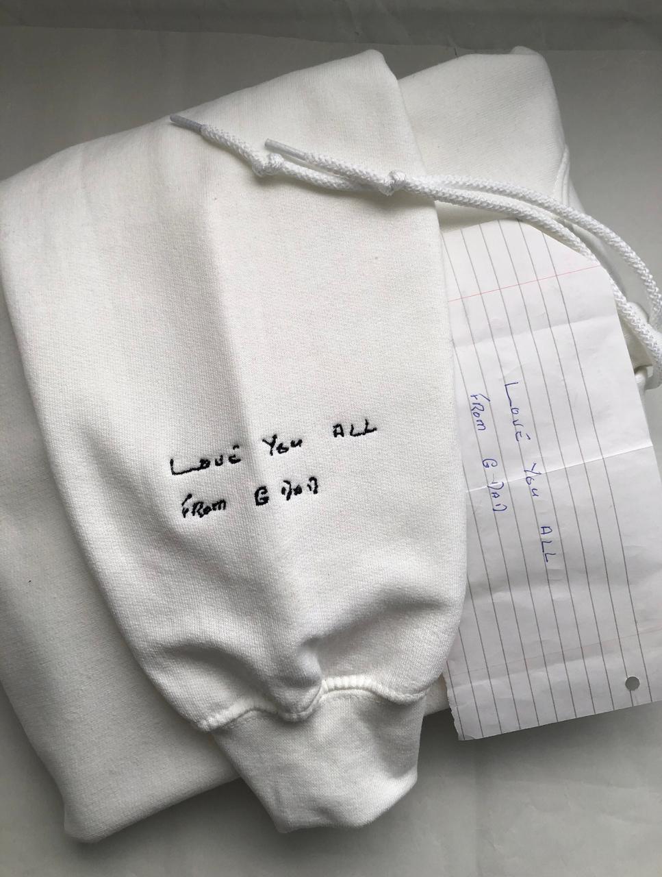 Custom Handwriting Embroidery,Singe Hoodie Sweatshirt