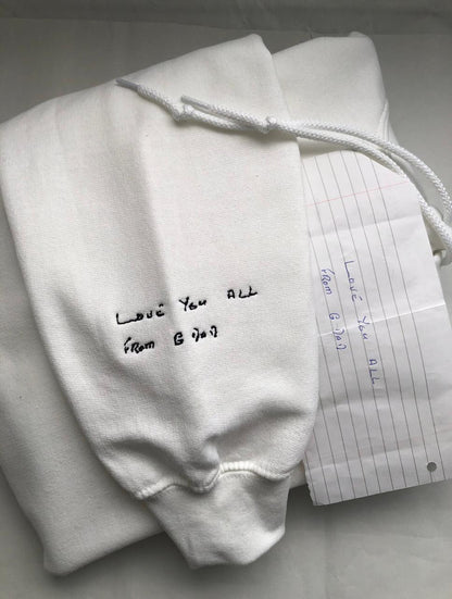 Custom Handwriting Embroidery,Singe Hoodie Sweatshirt