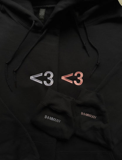 <3 Matching Set  Hoodie, Sweatshirt Combo heart symbol korean