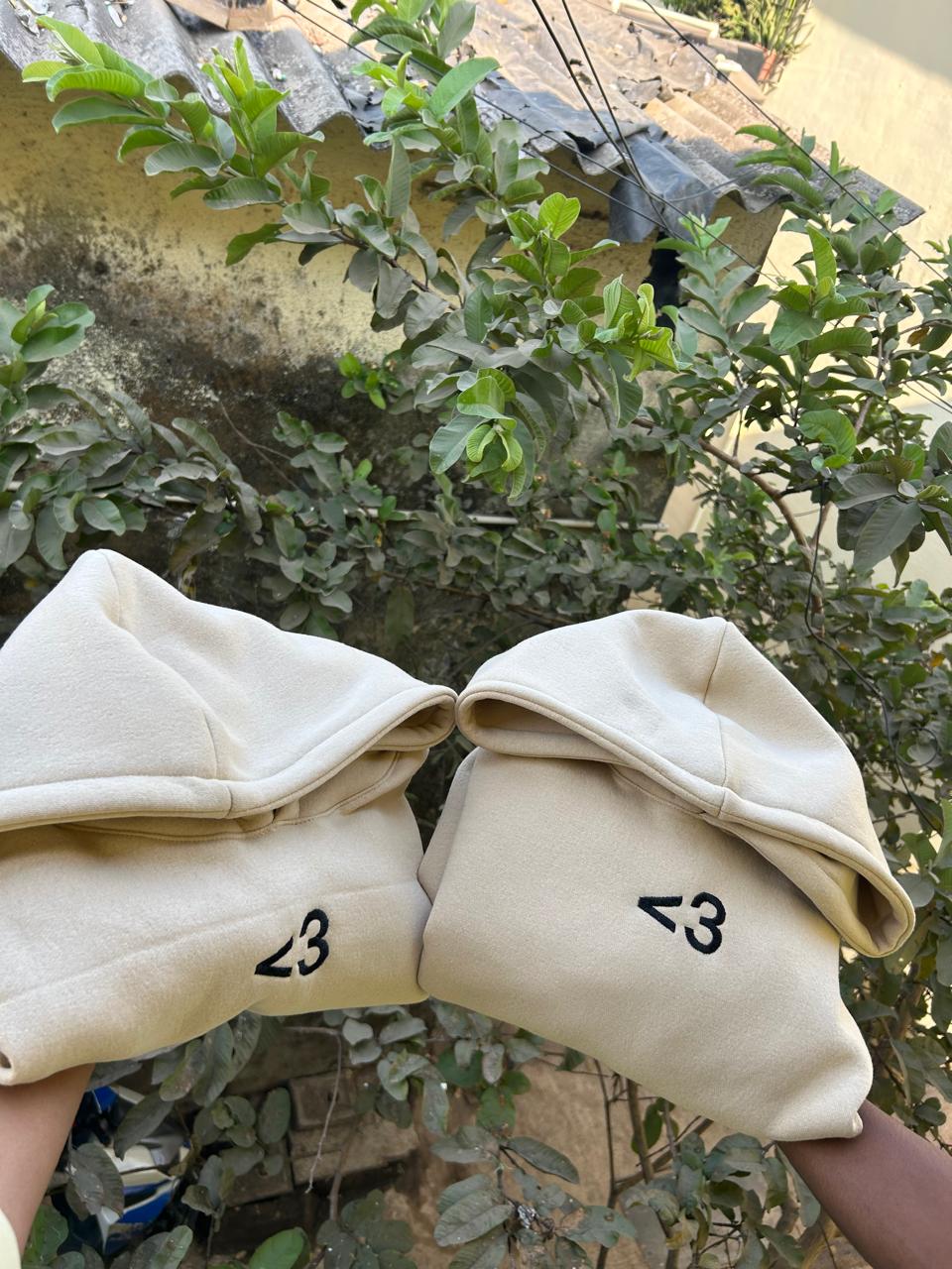 <3 Matching Set  Hoodie, Sweatshirt Combo heart symbol korean