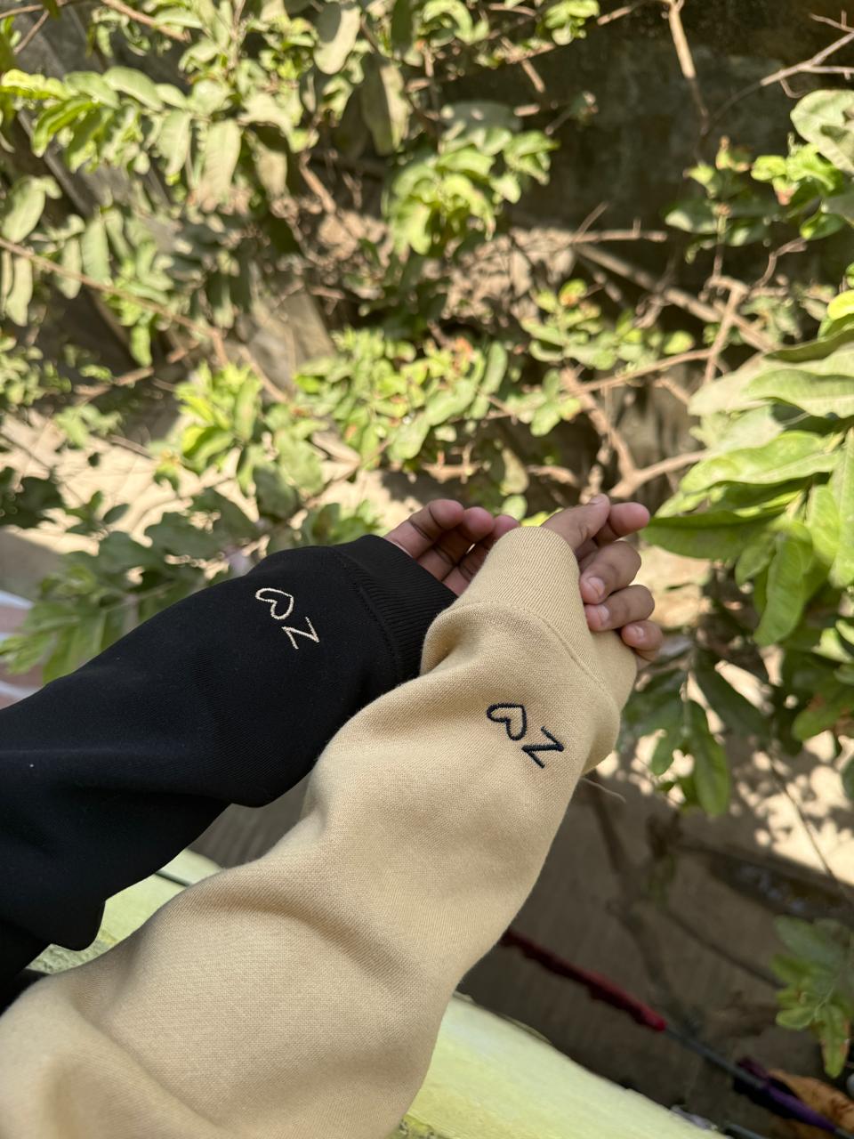 Outline Heart Initial Custom sleeve Hoodie , Sweatshirt Combo