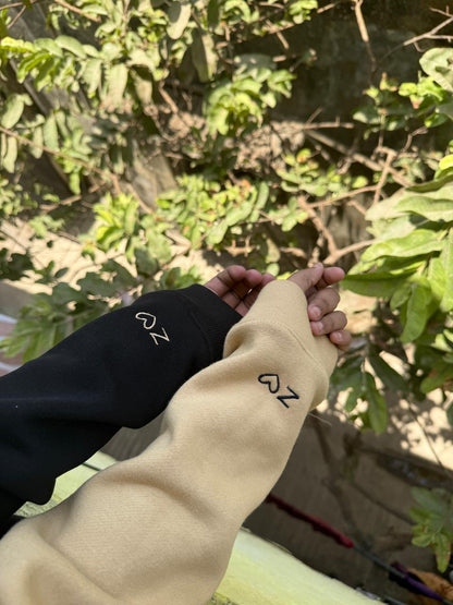 Outline Heart Initial Custom sleeve Hoodie , Sweatshirt Combo