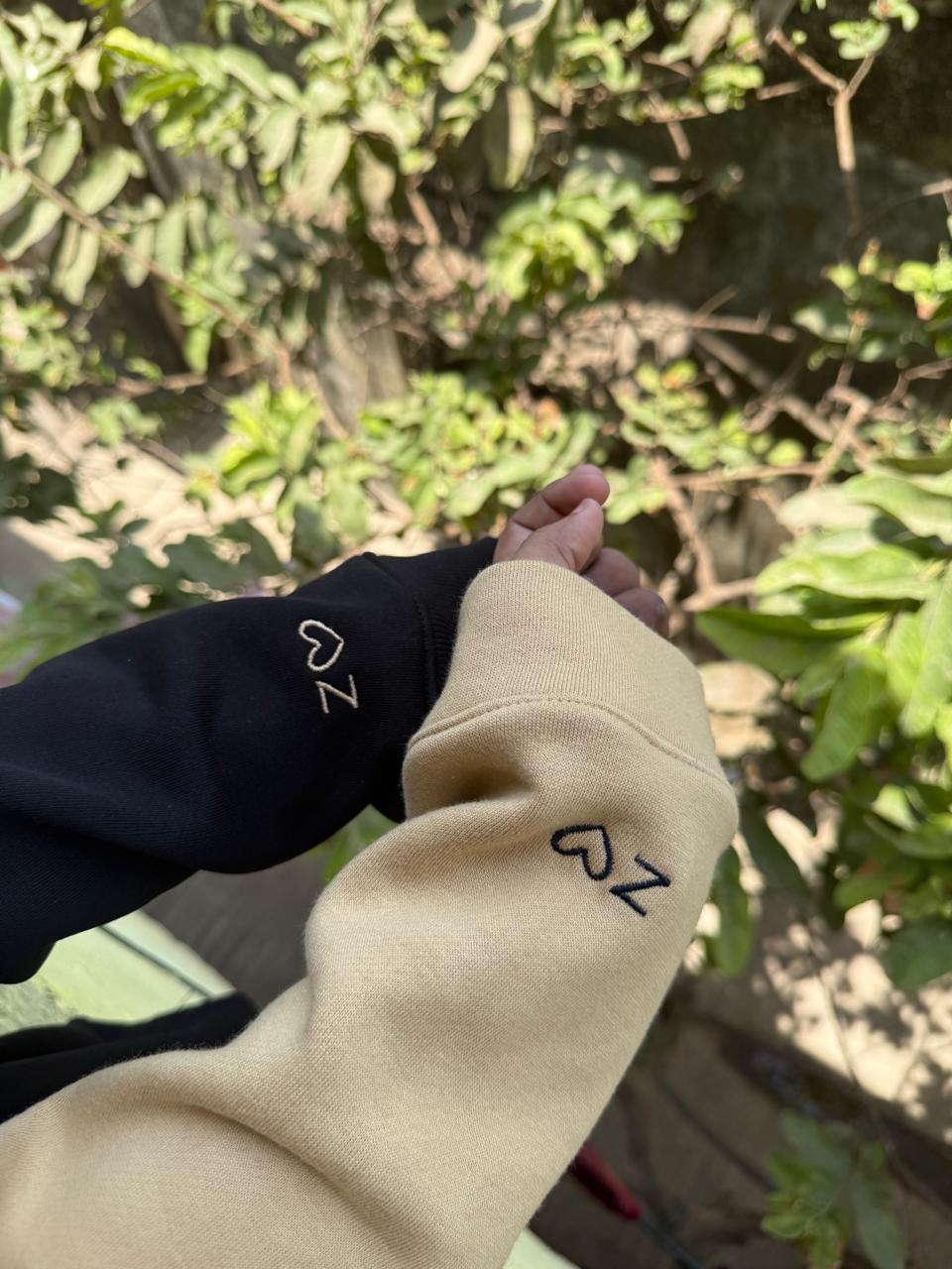 Outline Heart Initial Custom sleeve Hoodie , Sweatshirt Combo