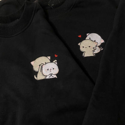 Dudu Bubu Couple Cartoon Embroidered Hoodie , Sweatshirt Combo