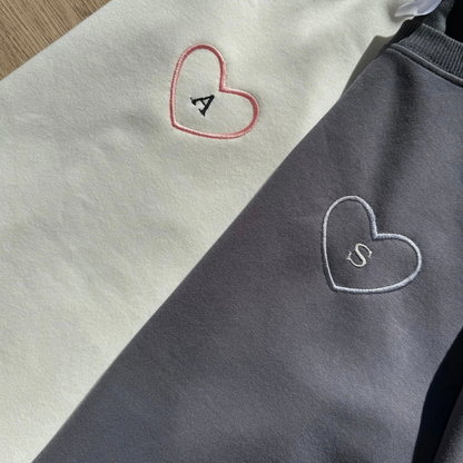 Initials in Heart Sweatshirt, Hoodie Combo