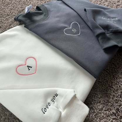 Initials in Heart Sweatshirt, Hoodie Combo