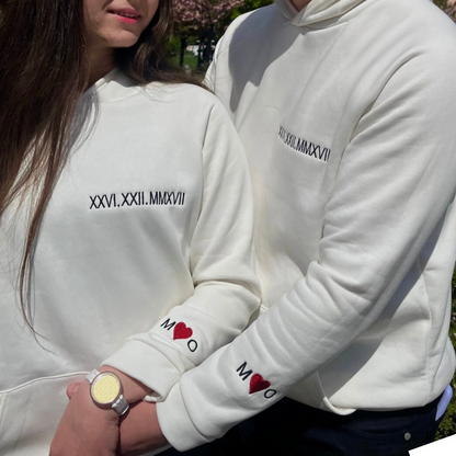 Custom Date & Custom Sleeve Text Hoodie ,Sweatshirt Combo