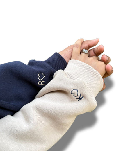 Outline Heart Initial Custom sleeve Hoodie , Sweatshirt Combo