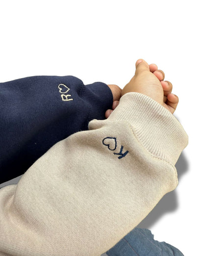 Outline Heart Initial Custom sleeve Hoodie , Sweatshirt Combo