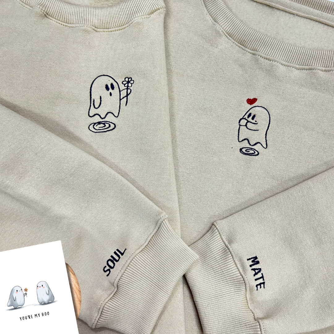 Ghost Couple Flower Sweatshirt, Hoodie Combo Pack of Two