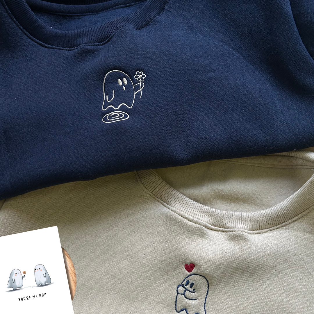 Ghost Couple Flower Sweatshirt, Hoodie Combo Pack of Two