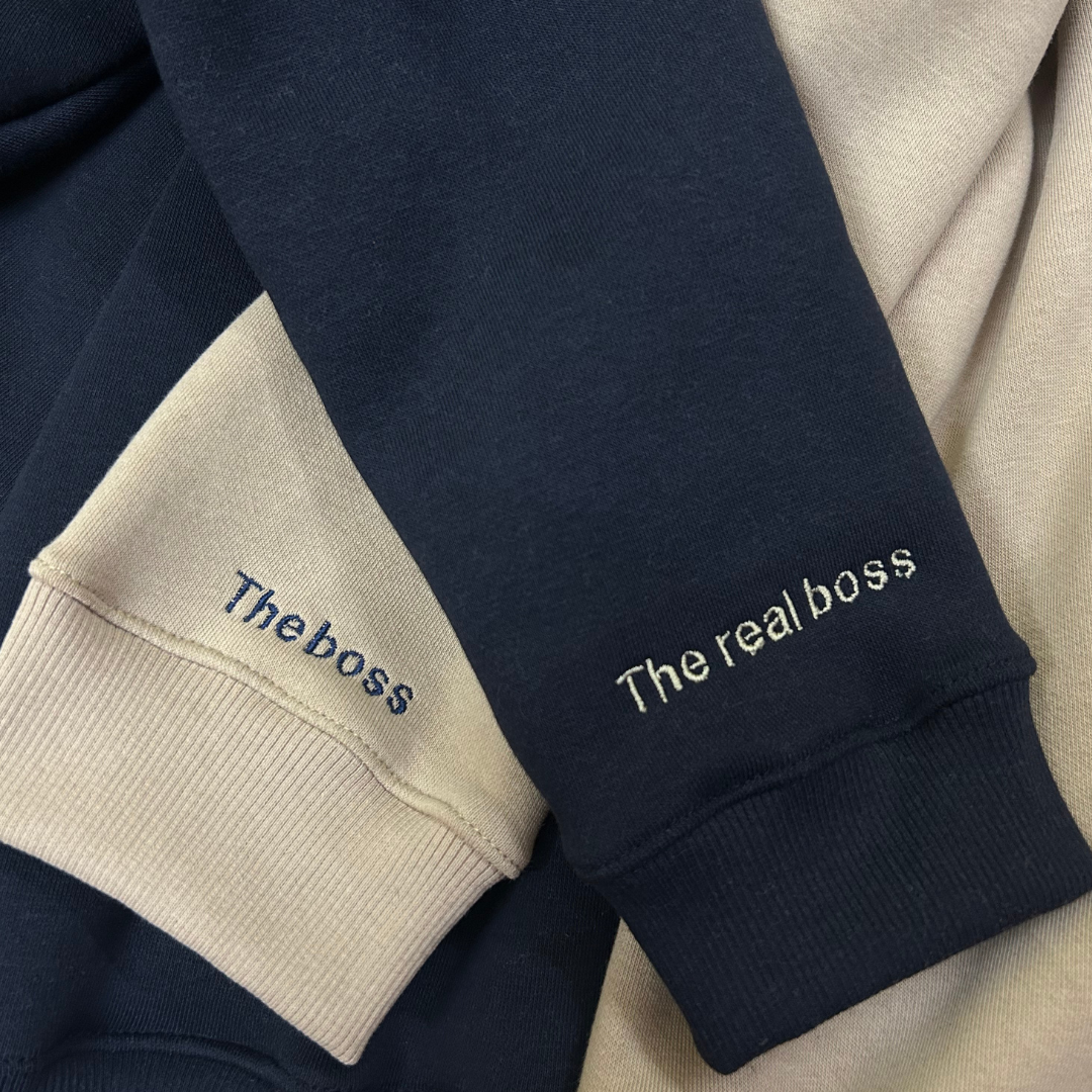 The Boss, The Real Boss Sleeve Embroidery Hoodie , Sweatshirt Combo